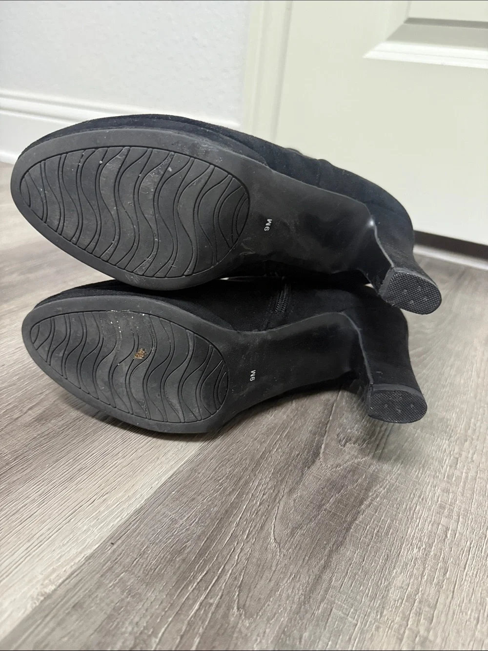 Impo Black Suede Ankle Booties with Side Buckle Detail 9